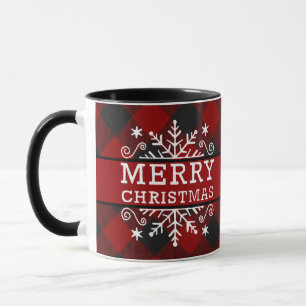 Caneca Xadrez Natal feliz floco de neve