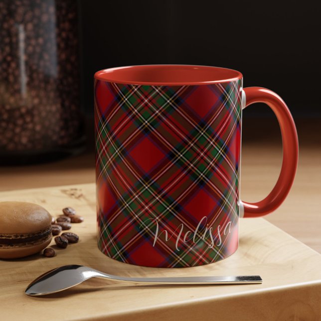 Caneca Xadrez Personalizada Clã Verde Stewart Tartan (Rustic Plaid Stewart Tartan 11oz Coffee Mug)