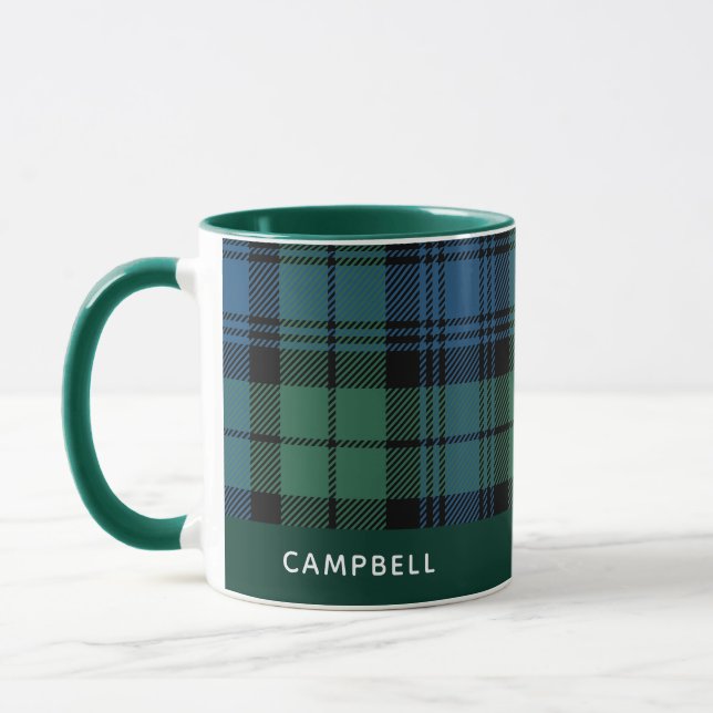 Caneca Xadrez Personalizada Clan Campbell Tartan Café (Esquerda)