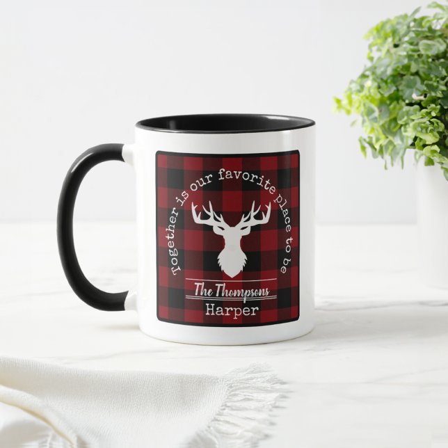Caneca Xadrez Personalizada de Buffalo Vermelho e Negro (Criador carregado)