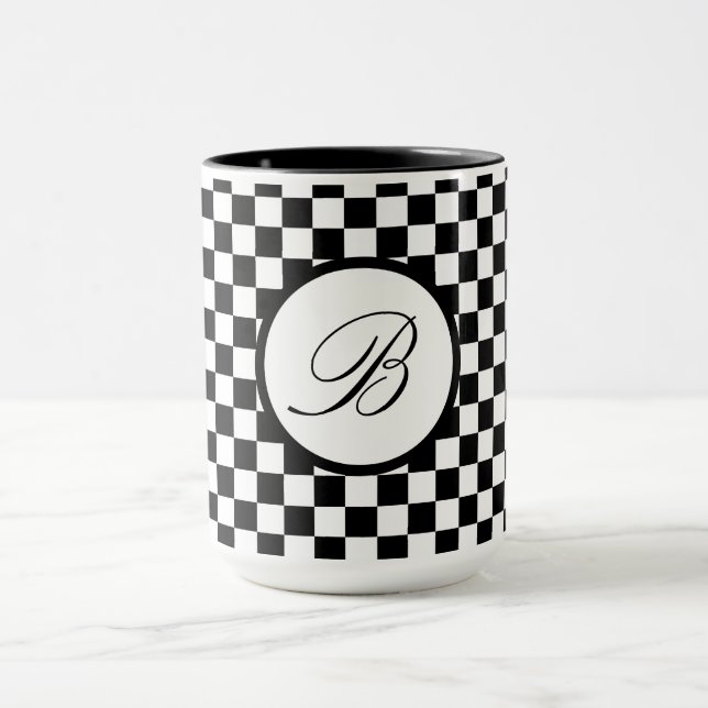 Caneca Xadrez Preta Monogramada (Centro)