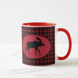 Caneca Xadrez preta vermelha dos alces