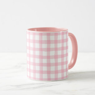 Caneca Xadrez Rosa Pastel – Estética Suave e Sem Costuras