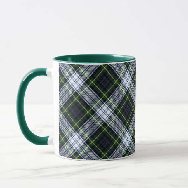 Caneca Xadrez Rustic Green White Clan Gordon Tartan (Esquerda)