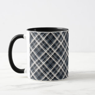 Caneca xadrez tartan clássica textura branca preta