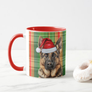 Caneca Xadrez Verde Vermelha do Cão Lover e Feriado GSD