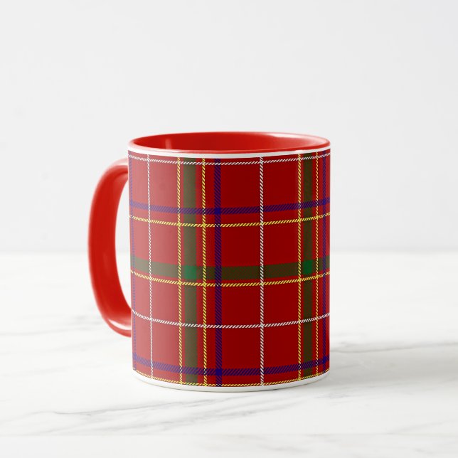 Caneca Xadrez Vermelha Colorida de Tartan (Frente Esquerda)