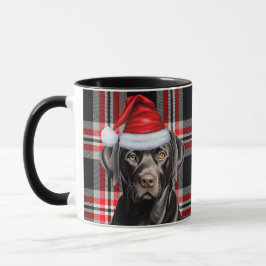 Caneca Xadrez Vermelha com o Natal Negro Labrador