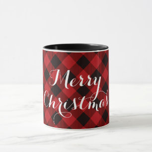 Caneca Xadrez vermelha e negra clássicas - Feliz Natal