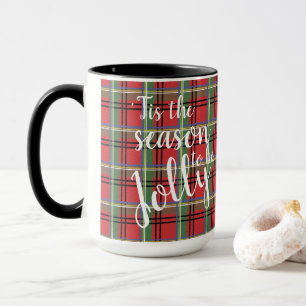 Caneca Xadrez vermelha e verde do Natal do Tartan