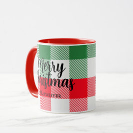 Caneca Xadrez Vermelha Verde Branco de Natal Colorida