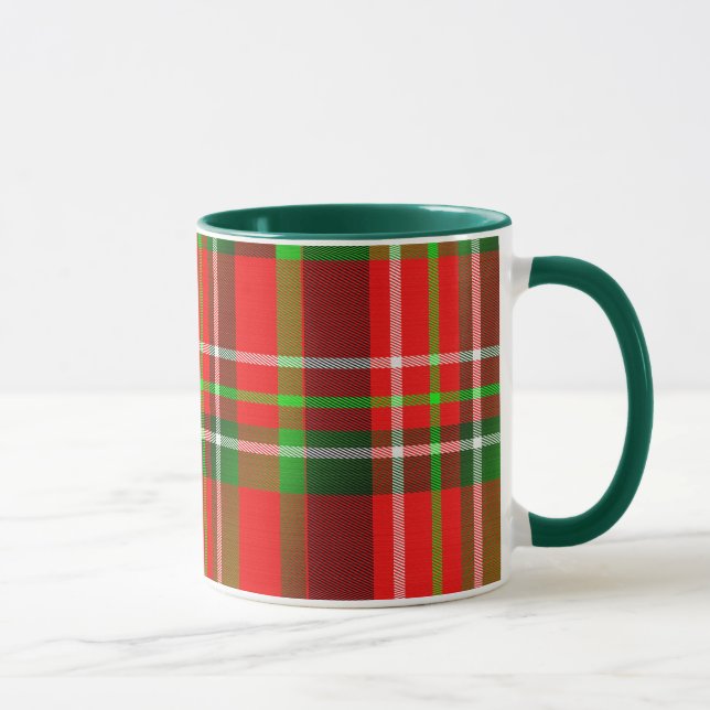 Caneca Xadrez Vermelha/Verde do Padrão Tartan de Natal (Direita)