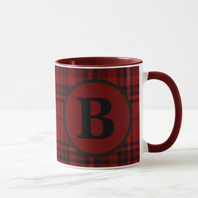 CANECA XADREZ VERMELHO GINGHAM ESTILO FARMHOUSE  (Direita)