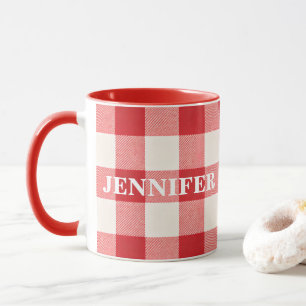 Caneca Xadrez Vermelho Nome Personalizado
