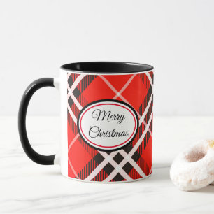 Caneca Xadrez Vermelho-Tom-Dois-Mugin/Preto Feliz Natal