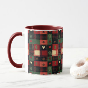 Caneca Xadrez Vermelho Verde Branco Rústico Country Cotta