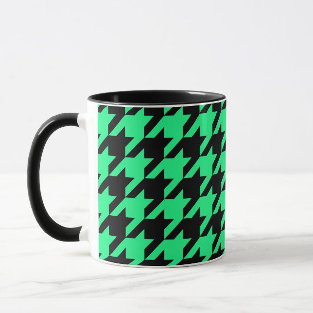 Caneca Xadrez Vichy Preto Verde  (Esquerda)