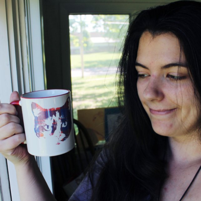 Caneca Xadrez vintage gatinho (Criador carregado)