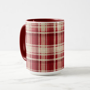 Caneca Xadrezes de Creme Vermelho