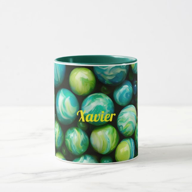Caneca XAVIER ~ Mug personalizado ~ Marbles Verdes ~ (Centro)