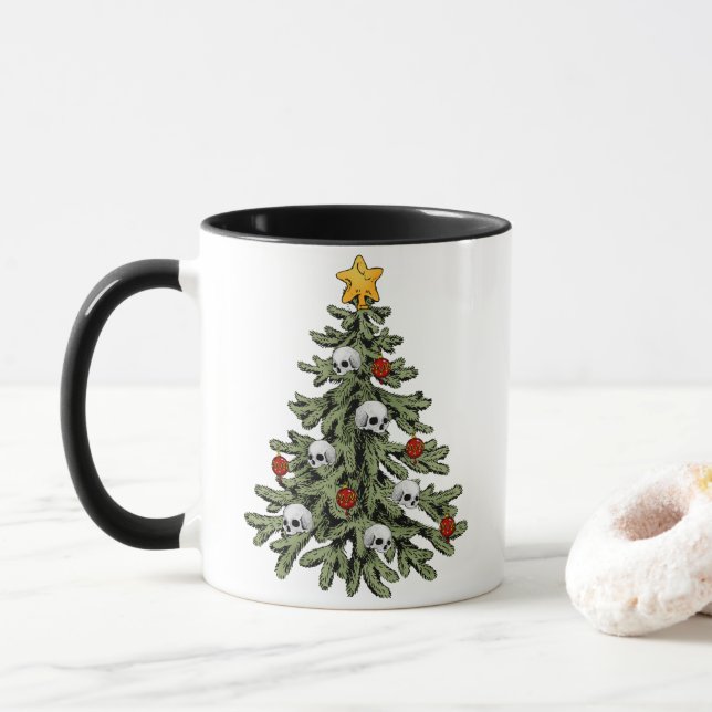 Caneca XMAS assustador | Um Grunge De Árvore De Natal Mui (Com Donut)