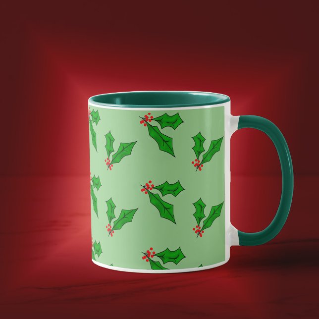 Caneca Xmas Holly Day (Criador carregado)
