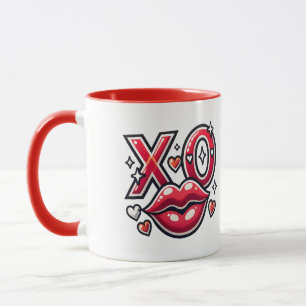 Caneca XO Kiss e Hearts Trabalho de arte