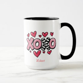 Caneca XOXO feliz dia dos namorados corações vermelhos fo