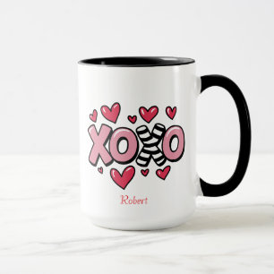 Caneca XOXO feliz dia dos namorados corações vermelhos fo