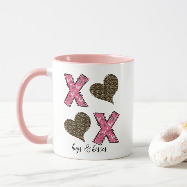 Caneca XOXO Namorados Mug - Hugs Kisses Gift for Bestie (Com Donut)