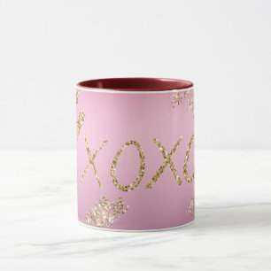 Caneca XOXO Órmaco Dourado Luminoso Rosa