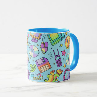 Caneca Y2K Retro Tech Aesthetic Doodle Coffee Mug