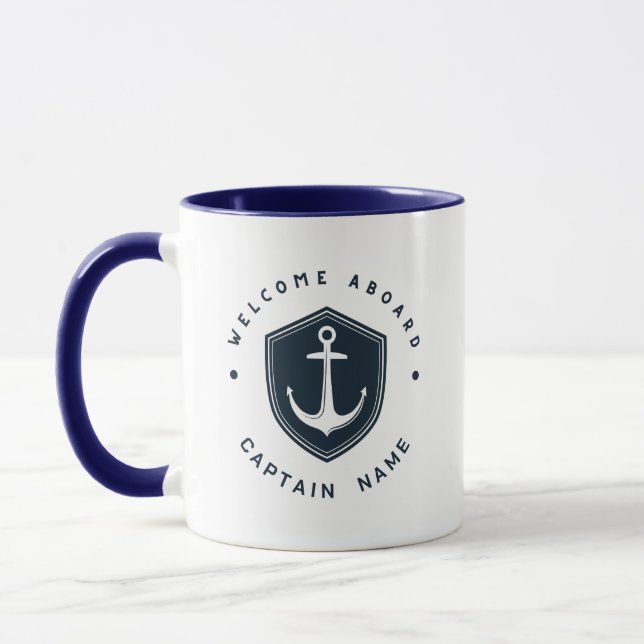 Caneca Yacht clube de ancoragem náutica azul Marinho com  (Esquerda)