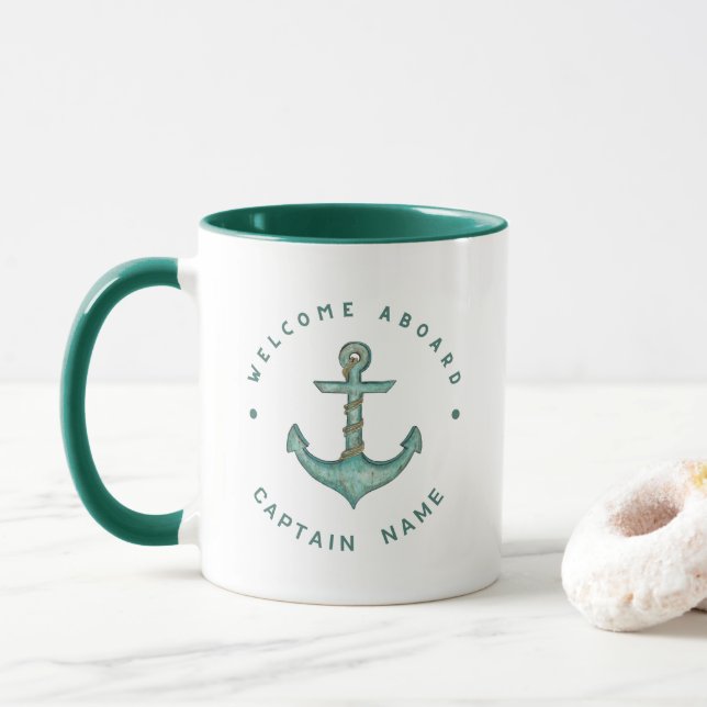Caneca Yacht clube de ancoragem náutica Marinho azul à ve (Com Donut)