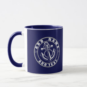 Caneca Yacht clube de iate de Âncora Náutica Azul Nome da