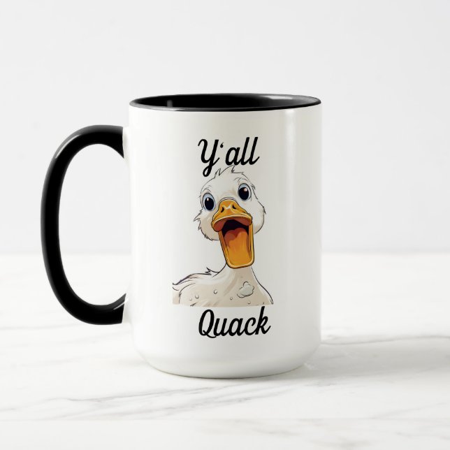 Caneca Y'all Quack Engraçado Duck Mug (Esquerda)