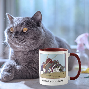 Caneca Yarn Knitting Engraçado Cat