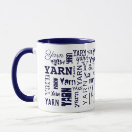 Caneca YARN! Tipografia Blue Knitting Crochet