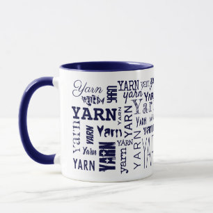Caneca YARN! Tipografia Blue Knitting Crochet 