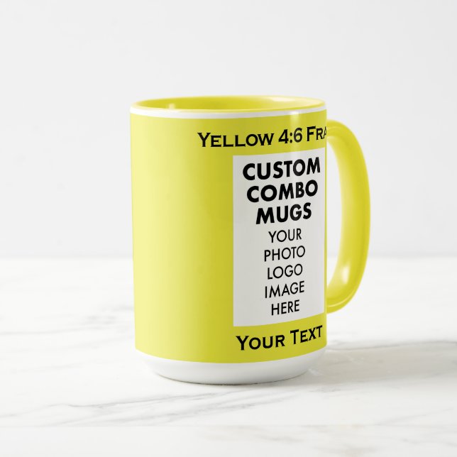 Caneca Yellow 4:6 Portrait Frame 2 x Photo Custom Combo (Frente Esquerda)