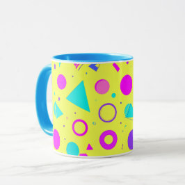 Caneca Yellow Neon Memphis Geometric 80s Design