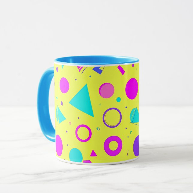 Caneca Yellow Neon Memphis Geometric 80s Design (Frente Esquerda)