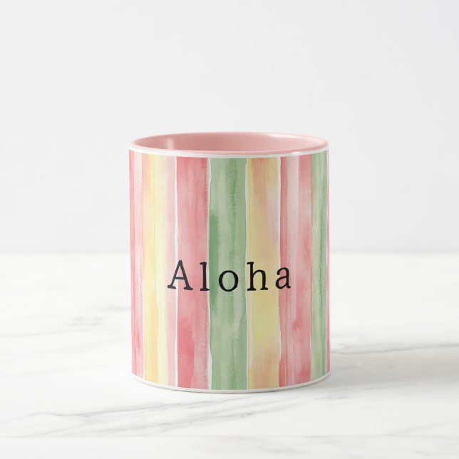 Caneca Yellow Pink Mint Stripes Aloha (Centro)