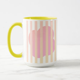 Caneca Yellow Stripe Simple Two-Tone Mug with Pink Floral