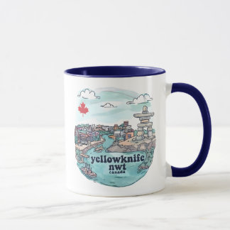 Caneca Yellowknife NWT Canada Cute Pastel Skyline 
