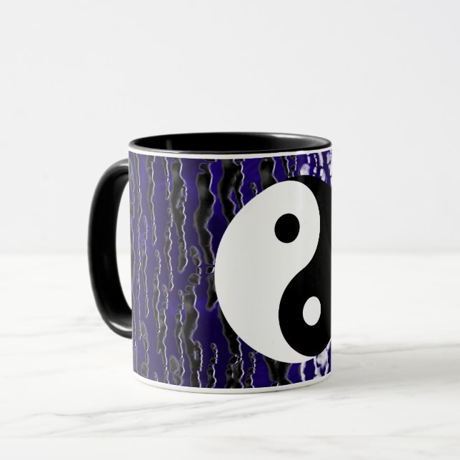 Caneca Yin Yang Azul Tranquilidade Energia Zen (Frente Esquerda)