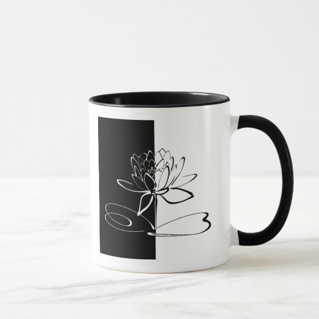 Caneca Yin Yang Black White Lotus Blossom (Direita)