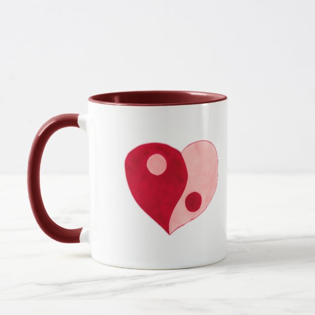 Caneca Yin Yang Heart (Vermelho/Rosa) (Esquerda)