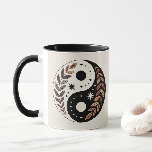 Caneca Yin Yang Plant Stars Meditation Mug (Com Donut)