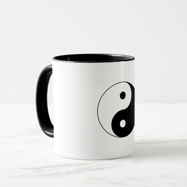 Caneca Yin-Yang preto e branco (Frente Esquerda)